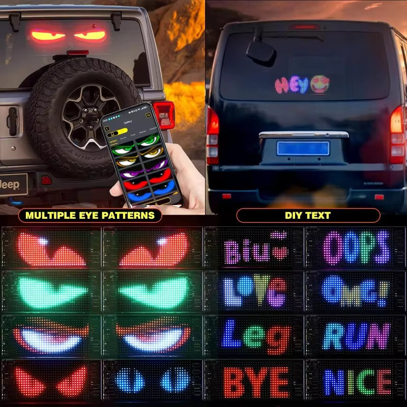 Car Windshield LED Display Panel with Remote Control and Music Sync