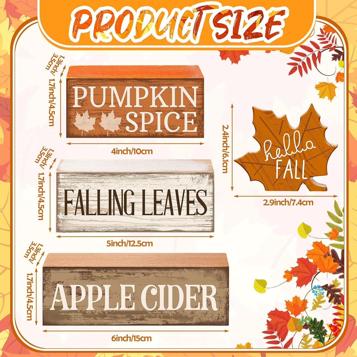 4 Pcs Wooden Stacked Maple Leaf Decor, Thanksgiving Table Decorations, Rustic Fall Centerpiece for Home
