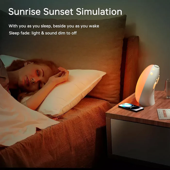 Sunrise Alarm Clock with Bluetooth Speaker, 14-Color Night Light and Dual Alarms