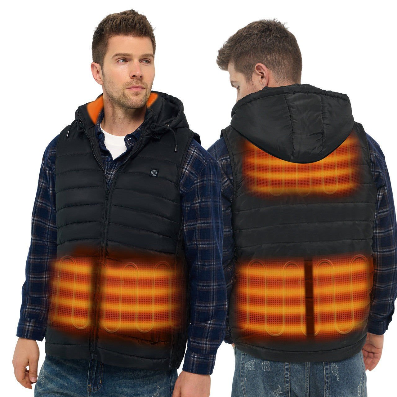 USB Thermal Heated Vest with Detachable Hood for Outdoor Cold Weather
