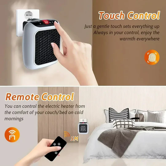 Wall Mounted Ceramic Heater with Wireless Remote and 12-Hour Timer