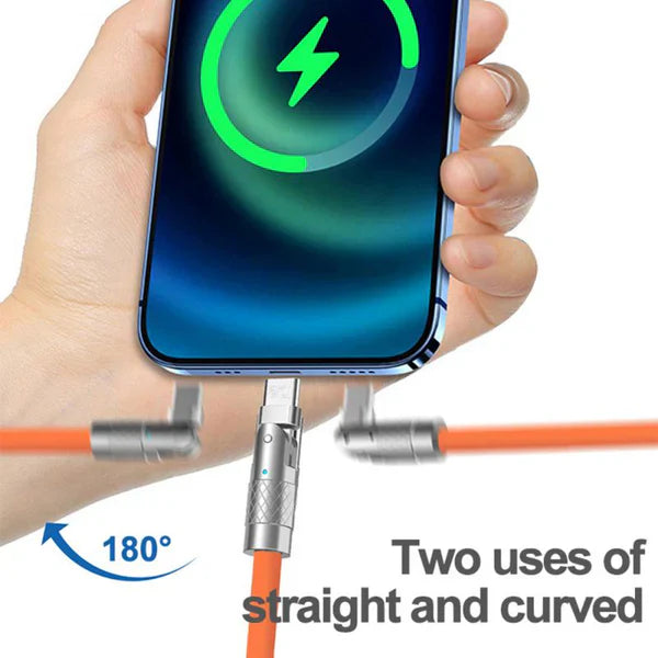Rotating Charging Cable with 180 Degree Swivel and 3 Interchangeable Tips, 6A Fast Charging