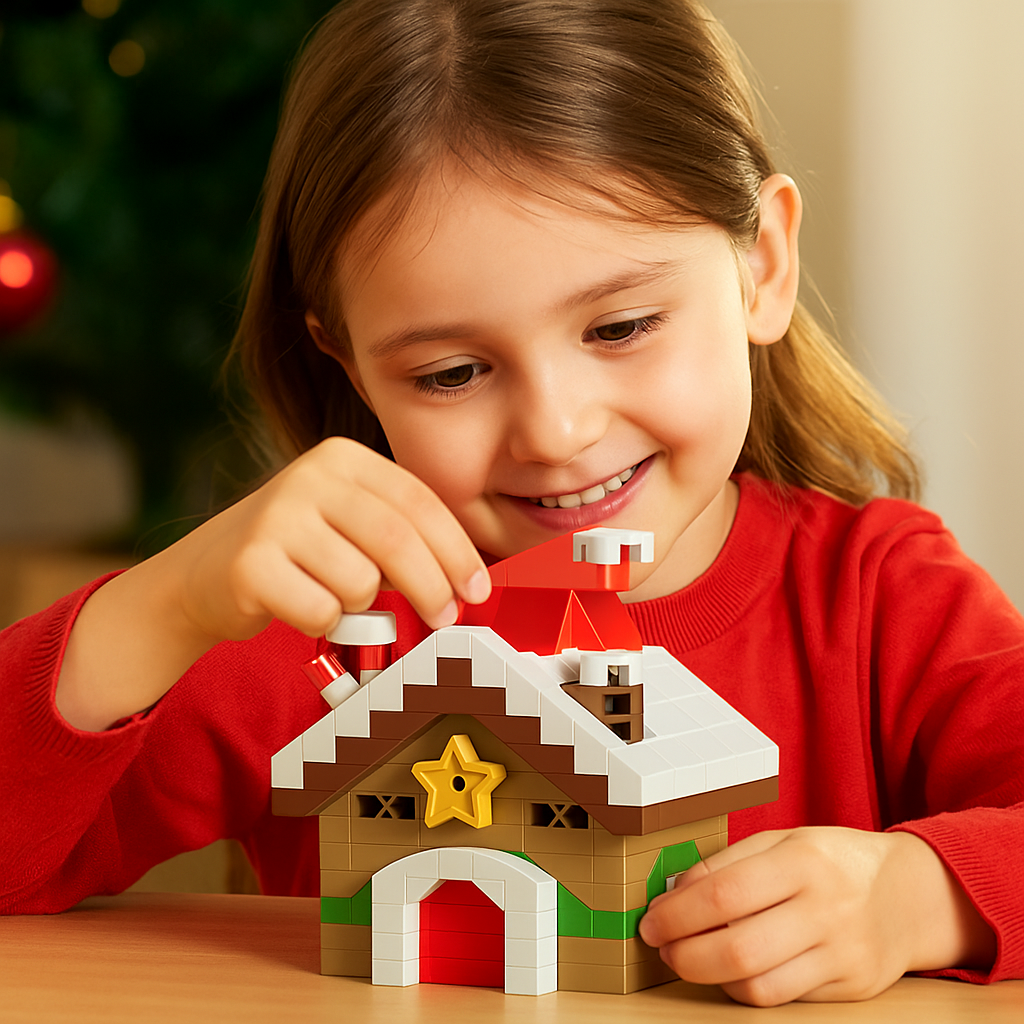 Holiday Character Building Blocks with Interlocking Pieces and Illustrated Instructions