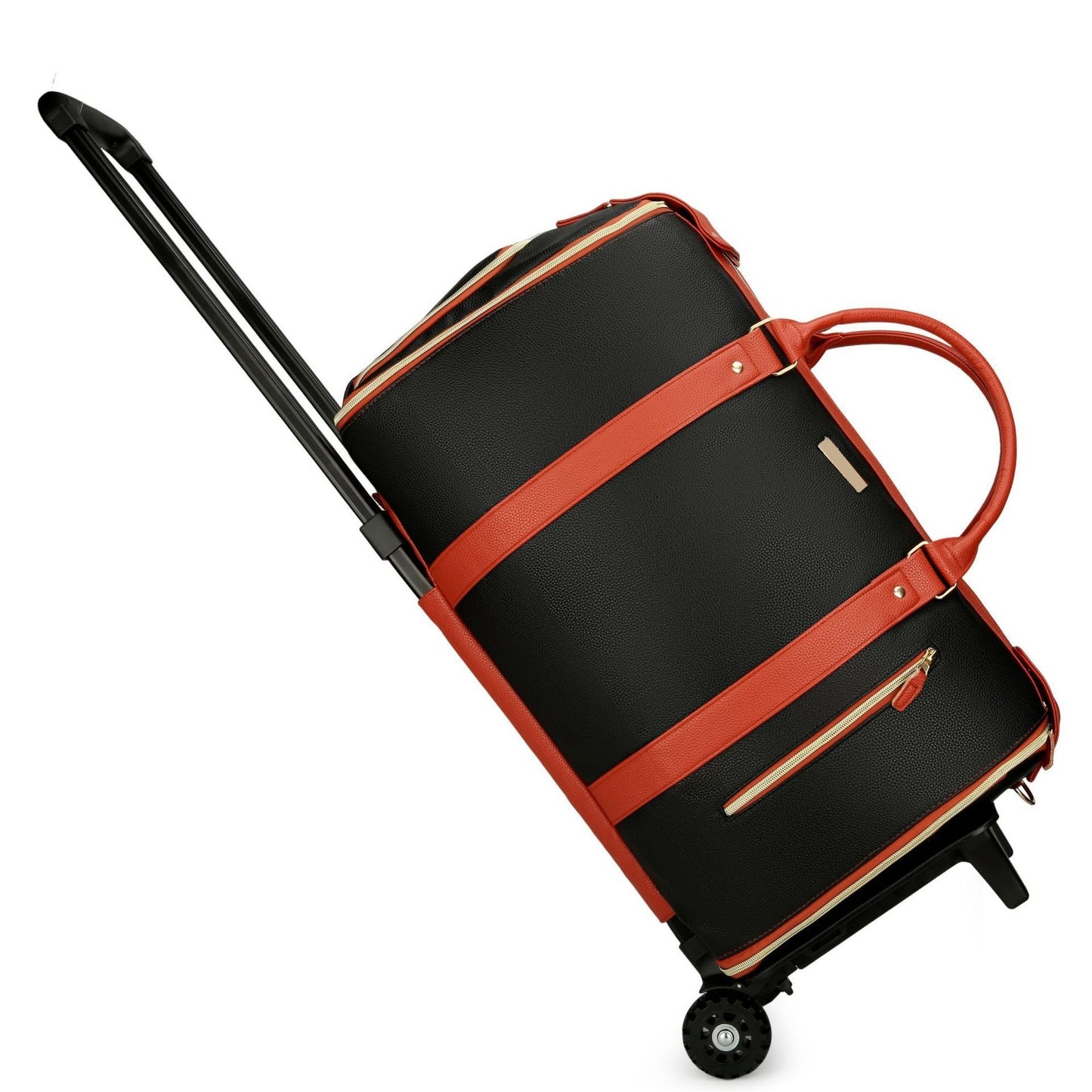 Foldable Carry On Travel Bag with Garment Hanging Zone and Rolling Wheels