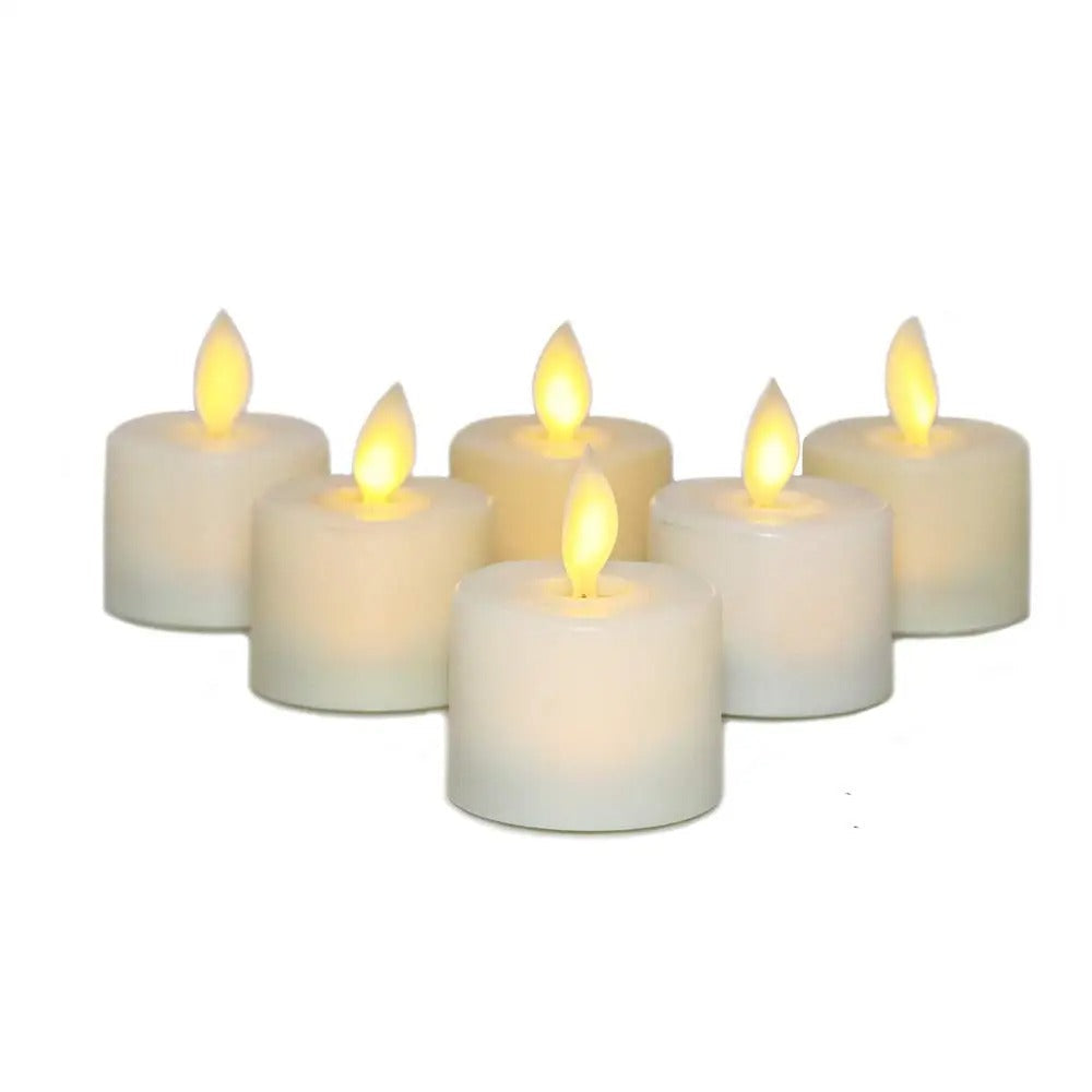 LED Votive Candles with Remote and Flickering Warm Glow, 6-Pack Waterproof