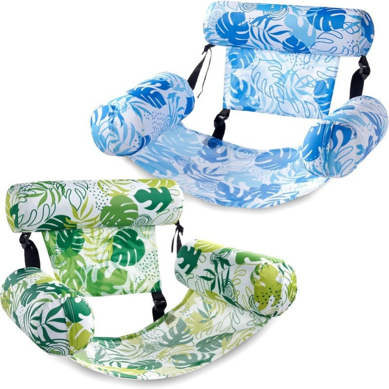 Inflatable Pool Lounger with Mesh Seat and Adjustable Straps, Set of 2