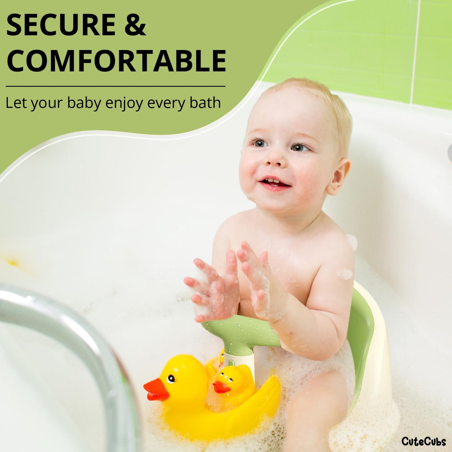 Infant Bathtub Seat with Wireless Water Thermometer and Mesh Support
