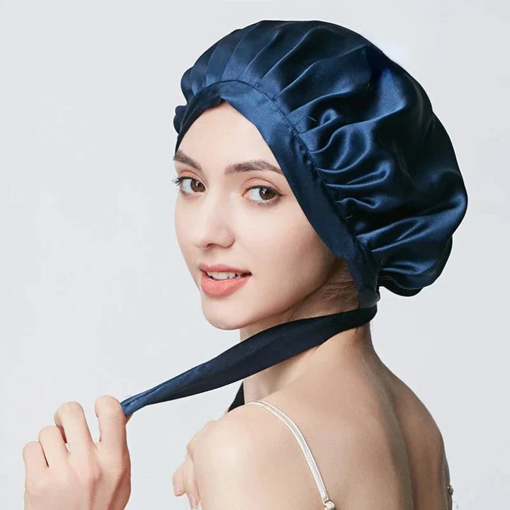 Silk Bonnet with Adjustable Strap and Double Layer Construction for Hair Protection