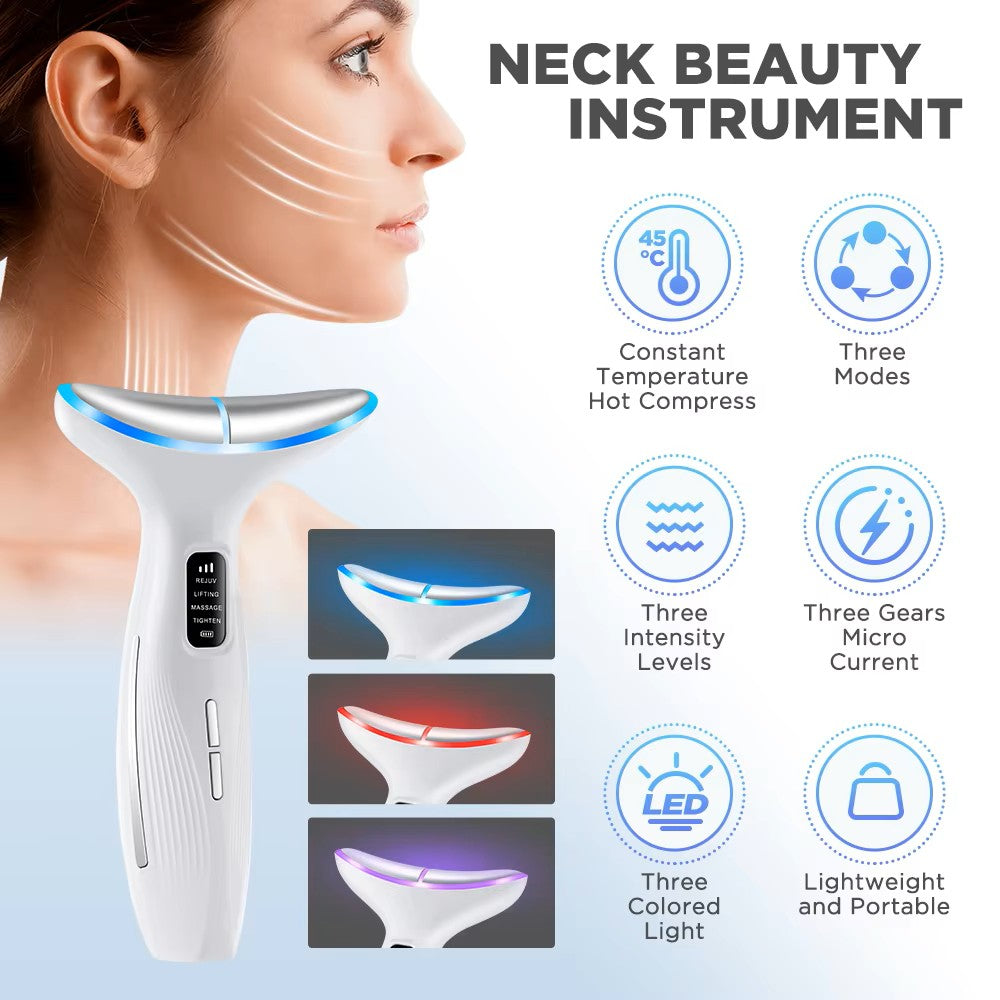 LED Neck and Face Tightening Device with 7-Color Light and Microcurrent Vibration