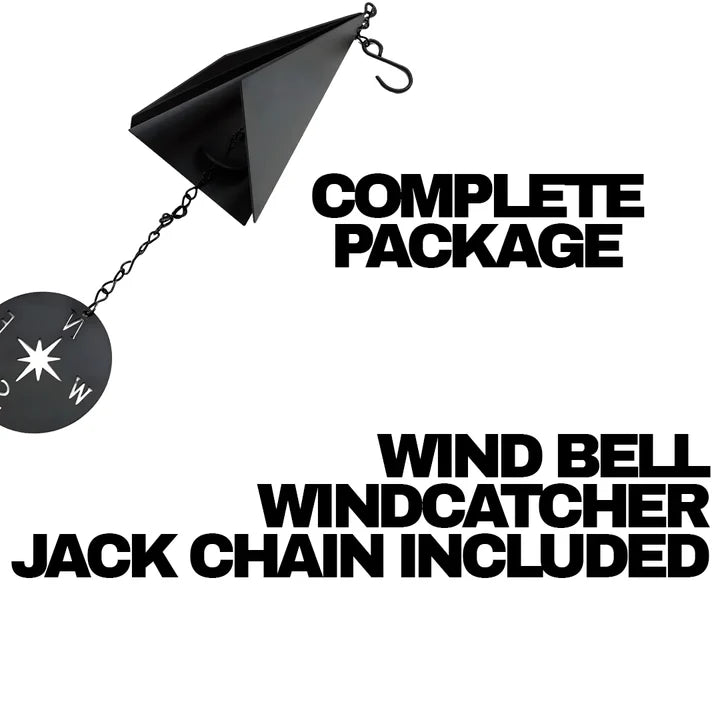 Triangular Wind Bell with Compass Windcatcher and Three Tone Design, 20 Inch