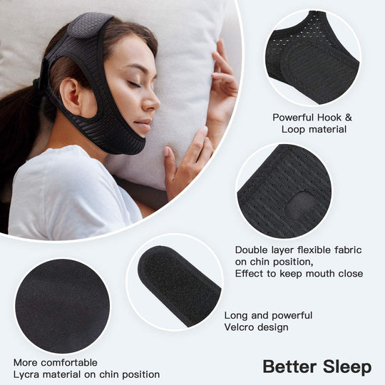 Anti Snoring Chin Strap for Sleep Apnea, Adjustable Elastic Sleep Support