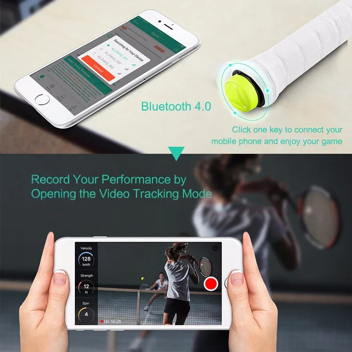 Tennis Racket Sensor with Wireless App Sync and Motion Data Tracking
