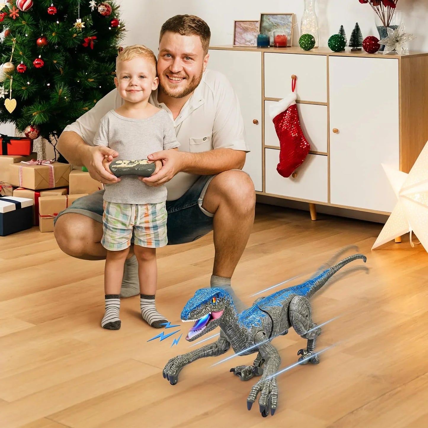 Remote Control Dinosaur Toy with Sound Effects and LED Lights, USB Rechargeable