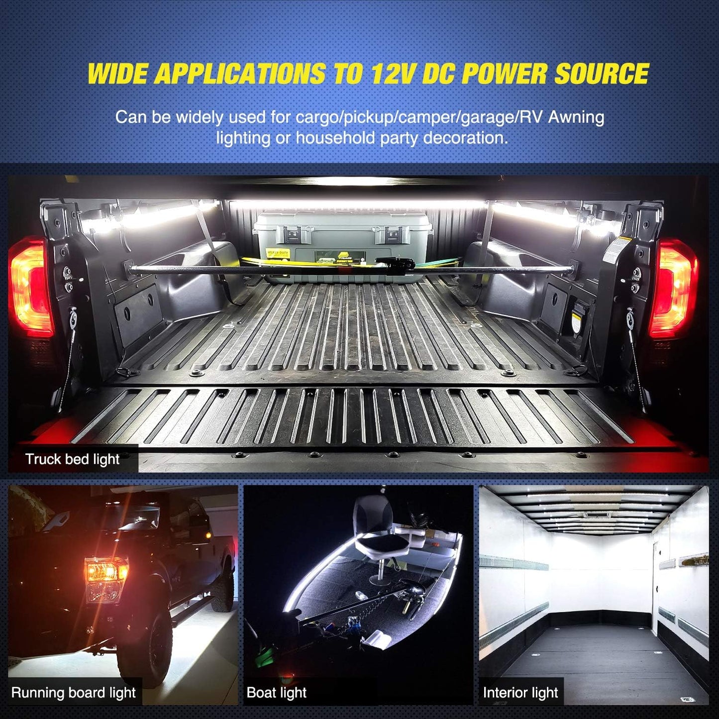 LED Truck Bed Light Strips with 3900 Lumens and Sealed Housing, 60 Inch