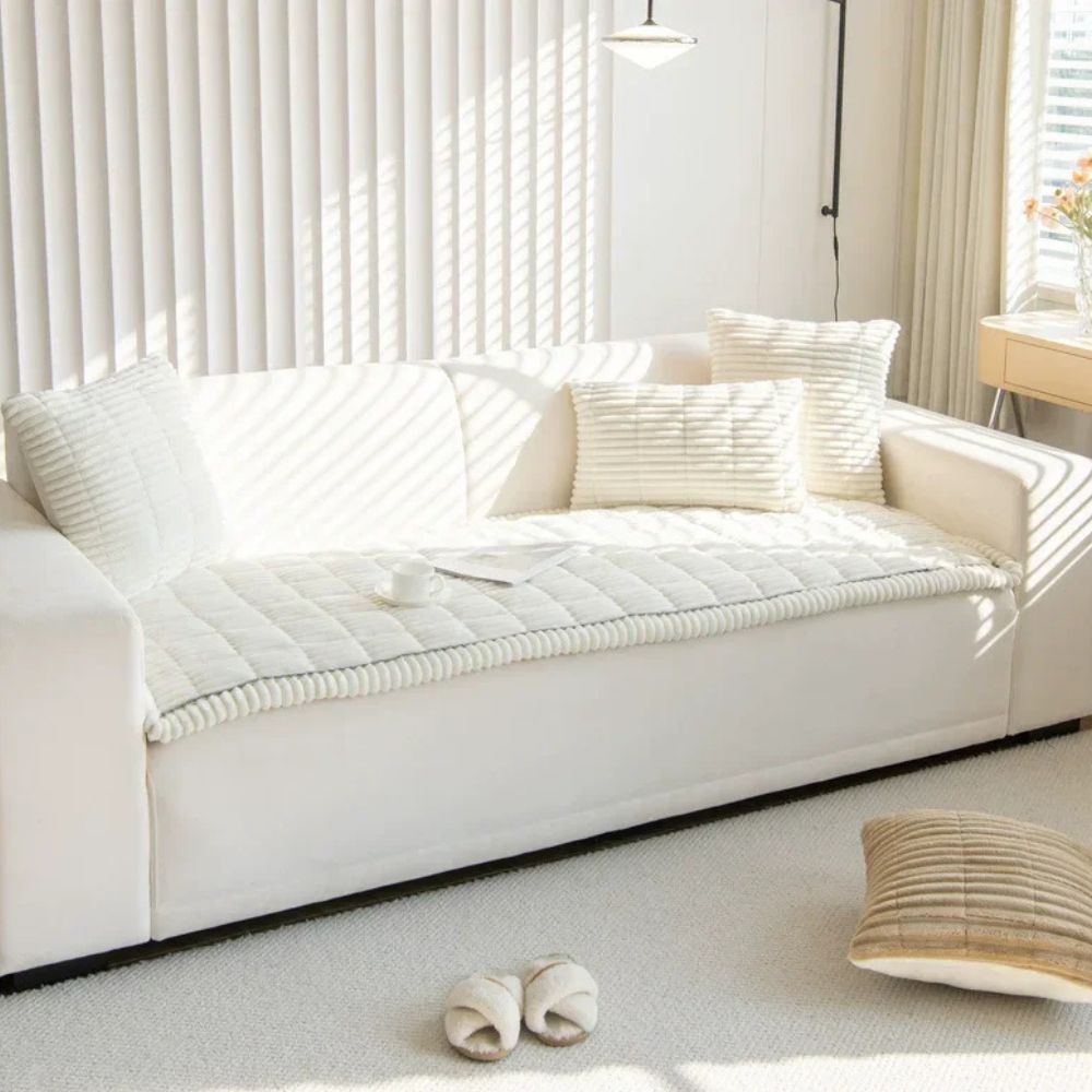 Sofa Cover with Anti Slip Backing and Machine Washable Polyester, Striped Pattern