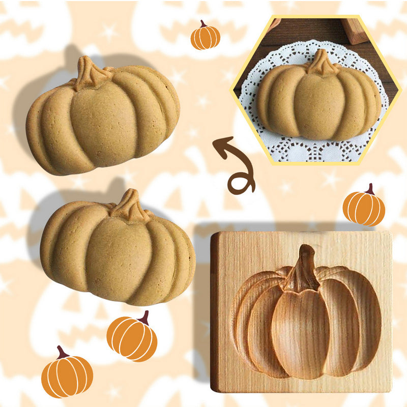 Wooden Cookie Cutter with Seven Seasonal Designs and Press-Lift Mold