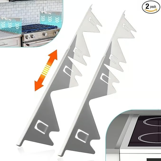 Stovetop Gap Cover with Telescoping Adjustable Fit and Silicone End Caps, Stainless Steel