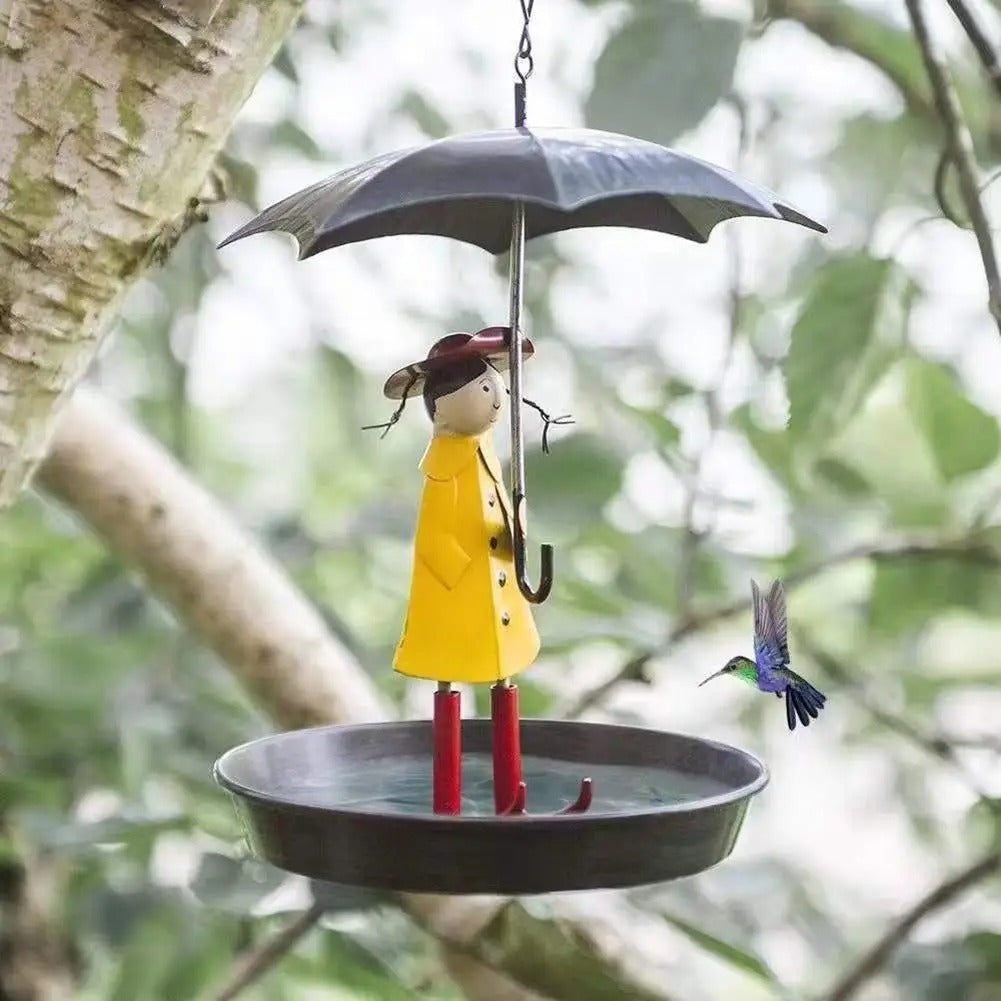 Artistic Raincoat Girl Bird Feeder - Image 5