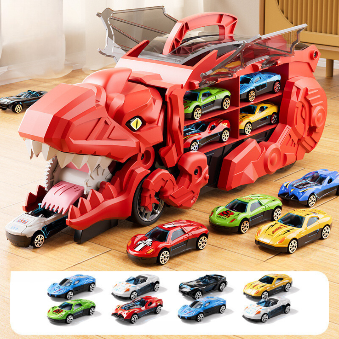 Transforming Dinosaur Truck with LED Lights and 2 Toy Cars