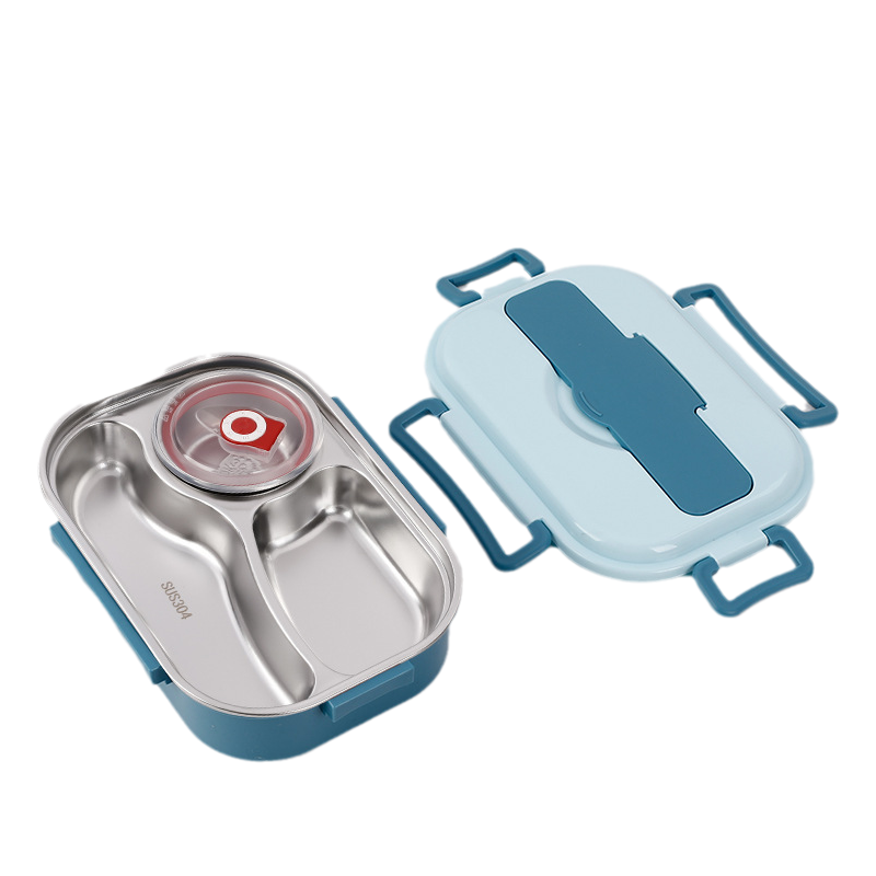 Insulated Stainless Steel Lunch Box with Leak-Resistant Seal and Removable Divider