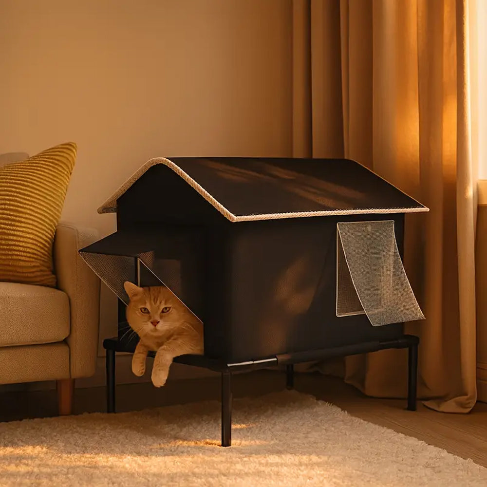 Raised Pet Bed with Moisture-Shedding Fabric and Stainless Steel Frame for Cats and Small Dogs