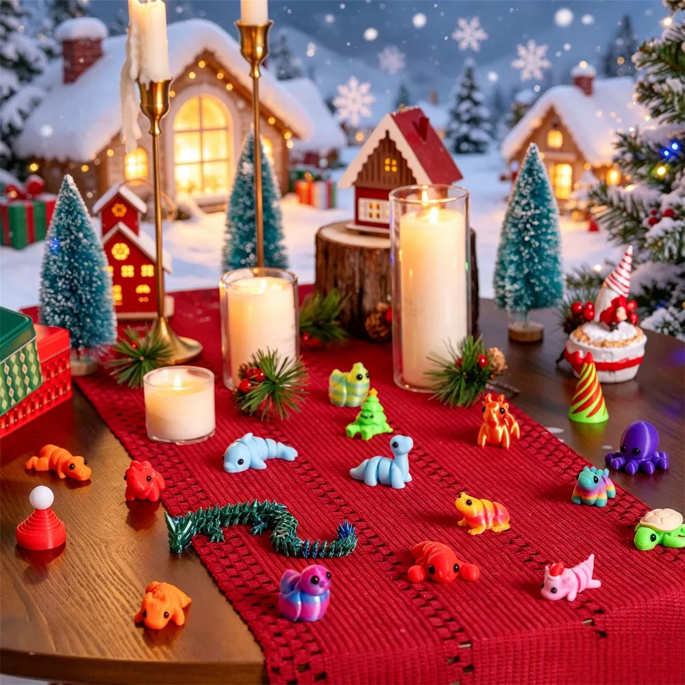 24-Piece 3D Printed Advent Calendar with Christmas and Animal Toys for Kids