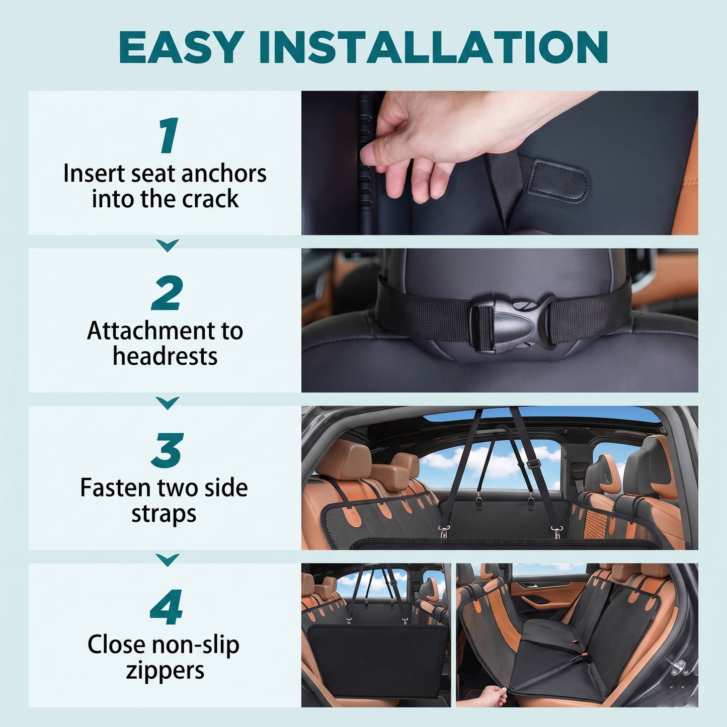 Large Dog Car Back Seat Extender with Hard Bottom, Waterproof Car Seat Cover Anti Scratch Heavy Duty 400 lbs Support Easy Clean