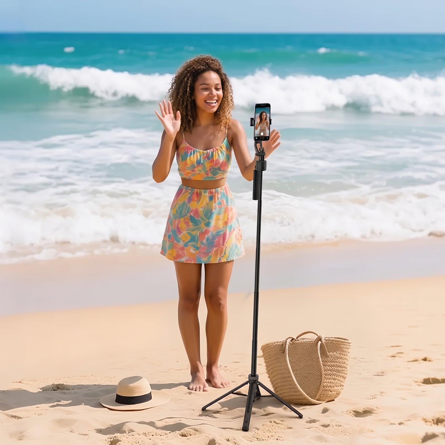 Auto Face Tracking Tripod, 360° Rotating Selfie Stick with Remote for iPhone, Android, Camera & GoPro