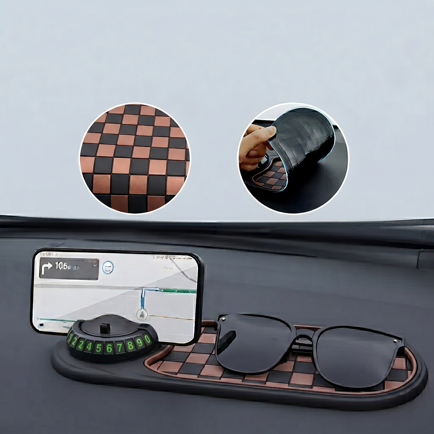 Car Phone Holder with Anti Slip Pad, Universal Dashboard Mount, Stable Smartphone Cradle for Hands Free Driving