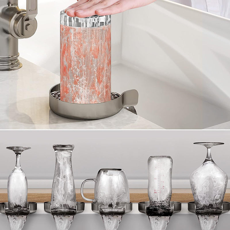 Stainless Steel Kitchen Sink Glass Rinser with Multi Angle Spray Jets and Automatic Shutoff