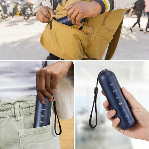 Mygametables Aluminum 7 Days Portable Pill Organizer for Travel