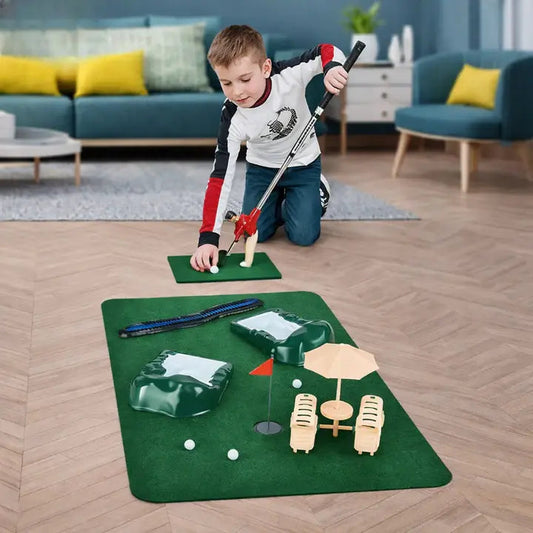 Indoor Mini Golf Set with 6 Clubs and Adjustable Course, Multiple Balls Included