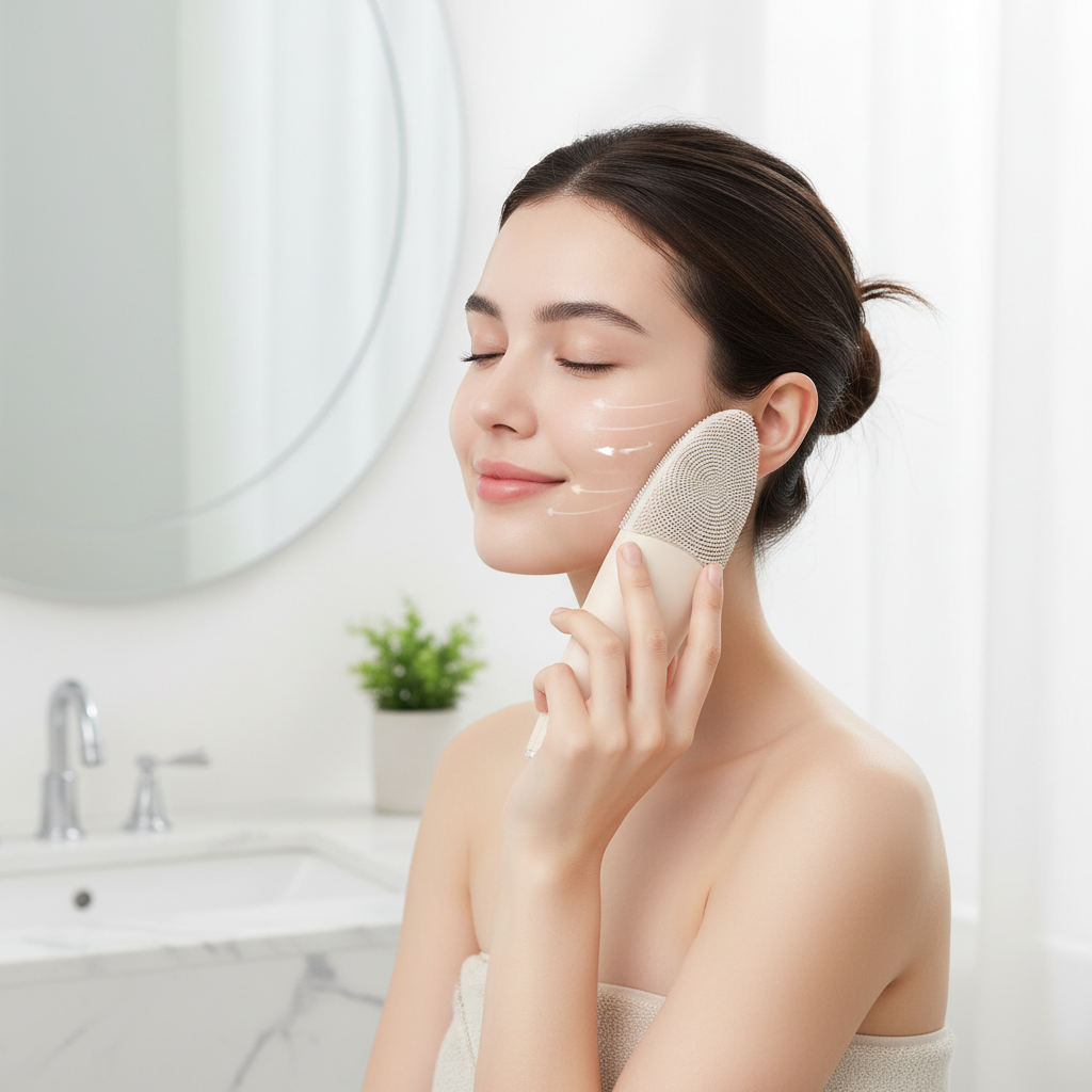 5-in-1 Electric Facial Cleansing Brush with Silicone Head and Massage Function