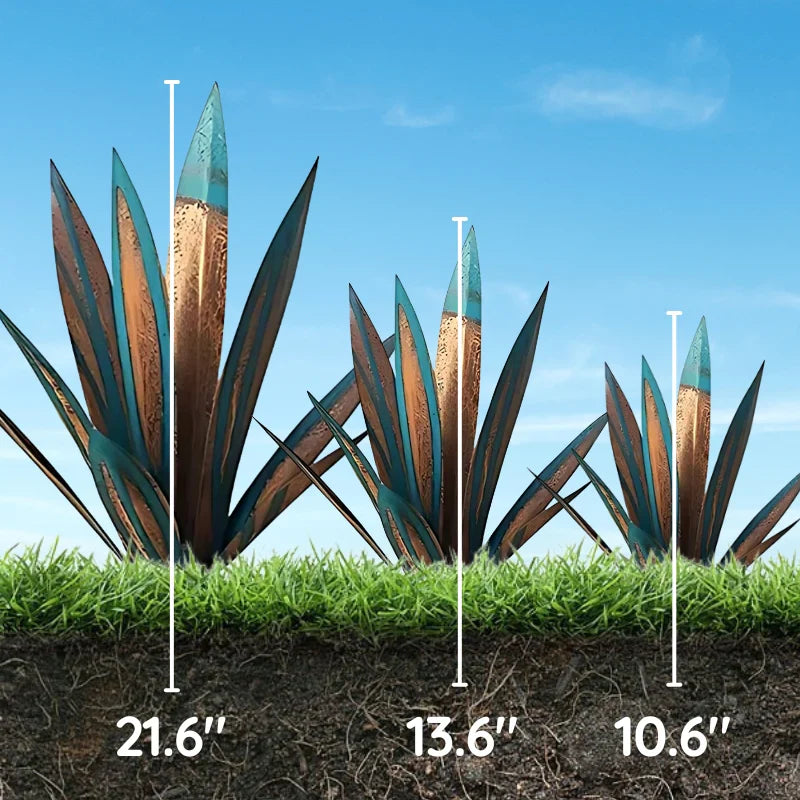 Metal Agave Plant Decorative Accent with Rust Finish and Weather Resistant Coating