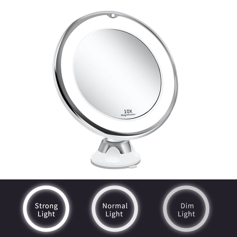 Magnifying Mirror with LED Lighting and Dual Magnification, 360 Rotation