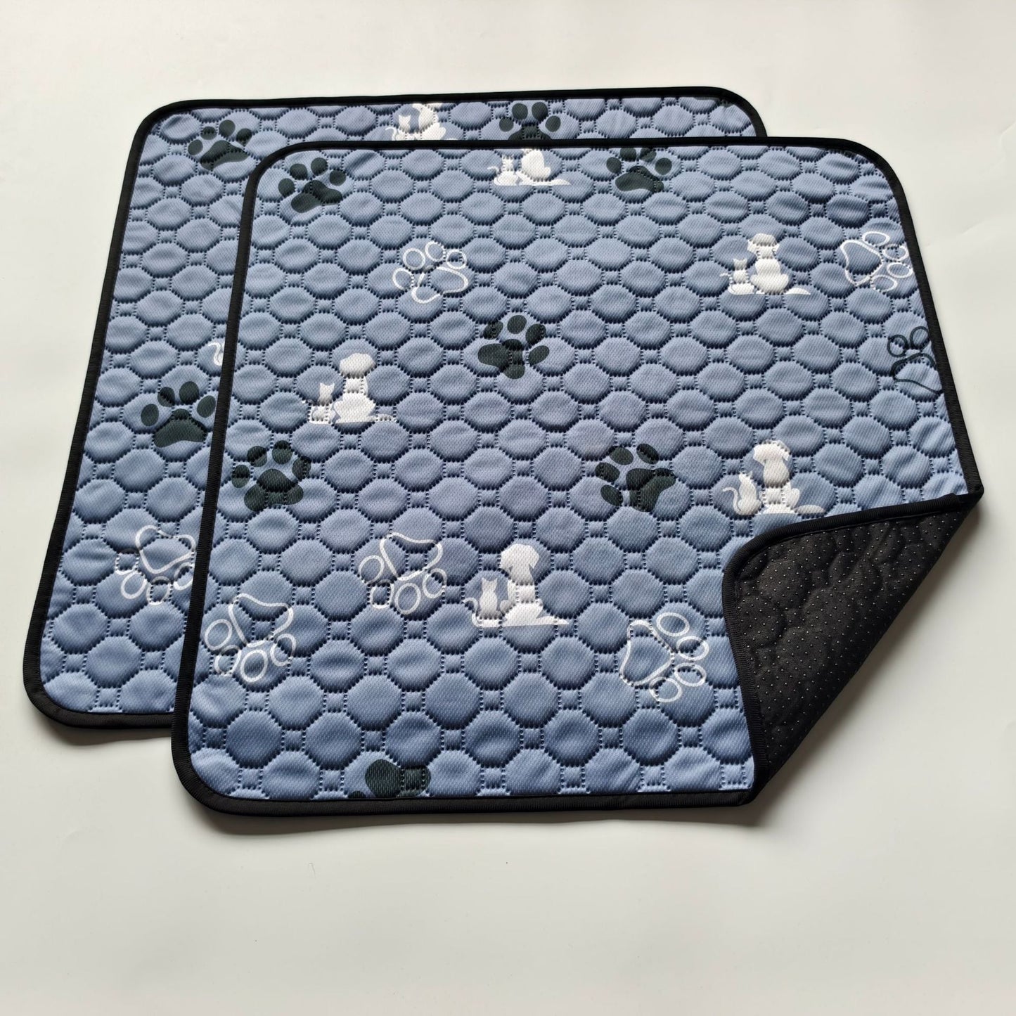 Quilted Pet Mat with Non-Slip Base and Machine Washable Fabric