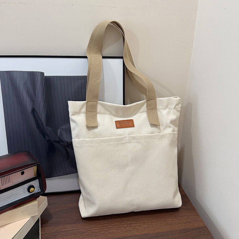 Canvas Tote Bag with Reinforced Shoulder Straps and Spacious Compartment