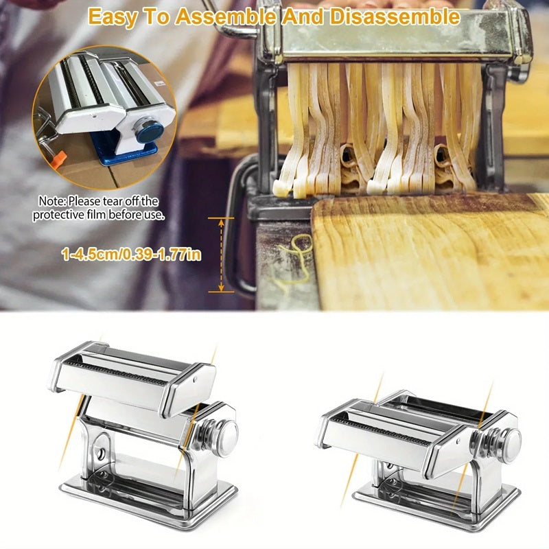 Manual Pasta Maker with 7 Thickness Settings and Dual Width Cutter