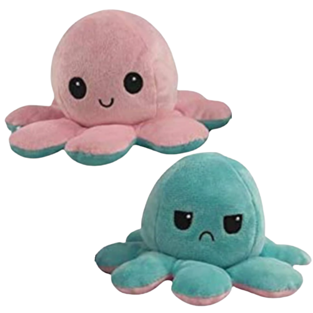 Flip Octopus Plush with Dual Expressions and Color Changing Faces