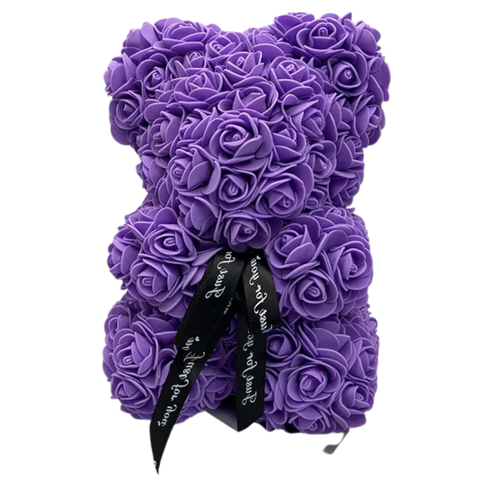 Foam Rose Teddy Bear with Ribbon Neck Detail and Dust Resistant Material