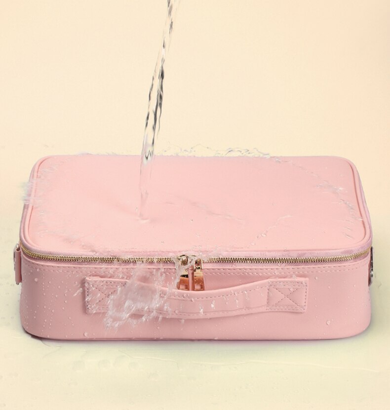 Makeup Organizer Case with Adjustable LED Mirror and Multiple Storage Compartments