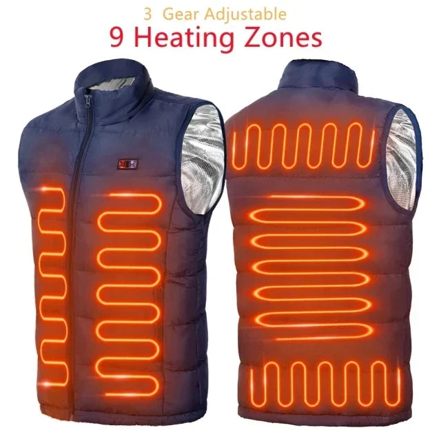 Heated Jacket with 9 Heating Zones and USB Power Connection for Outdoor Activities