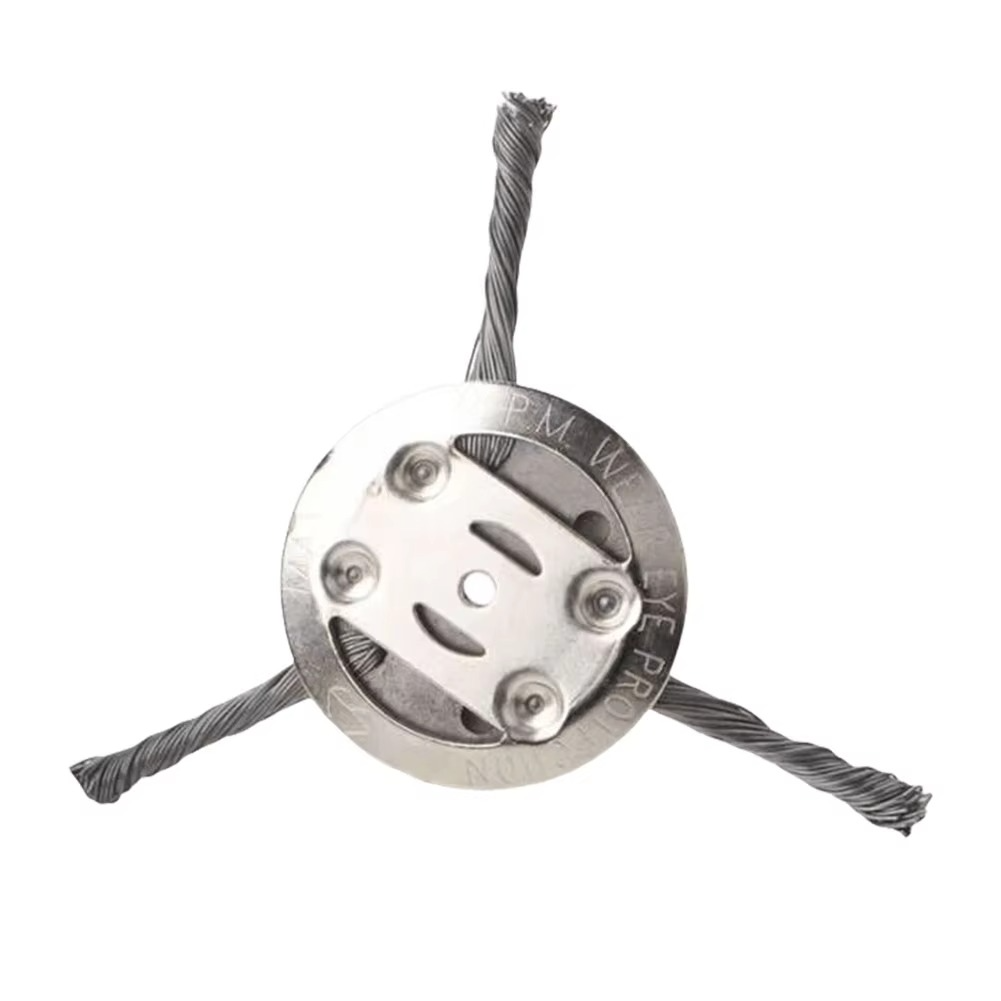 Wire Brush Trimmer Head with Steel Construction for Moss and Rust Removal