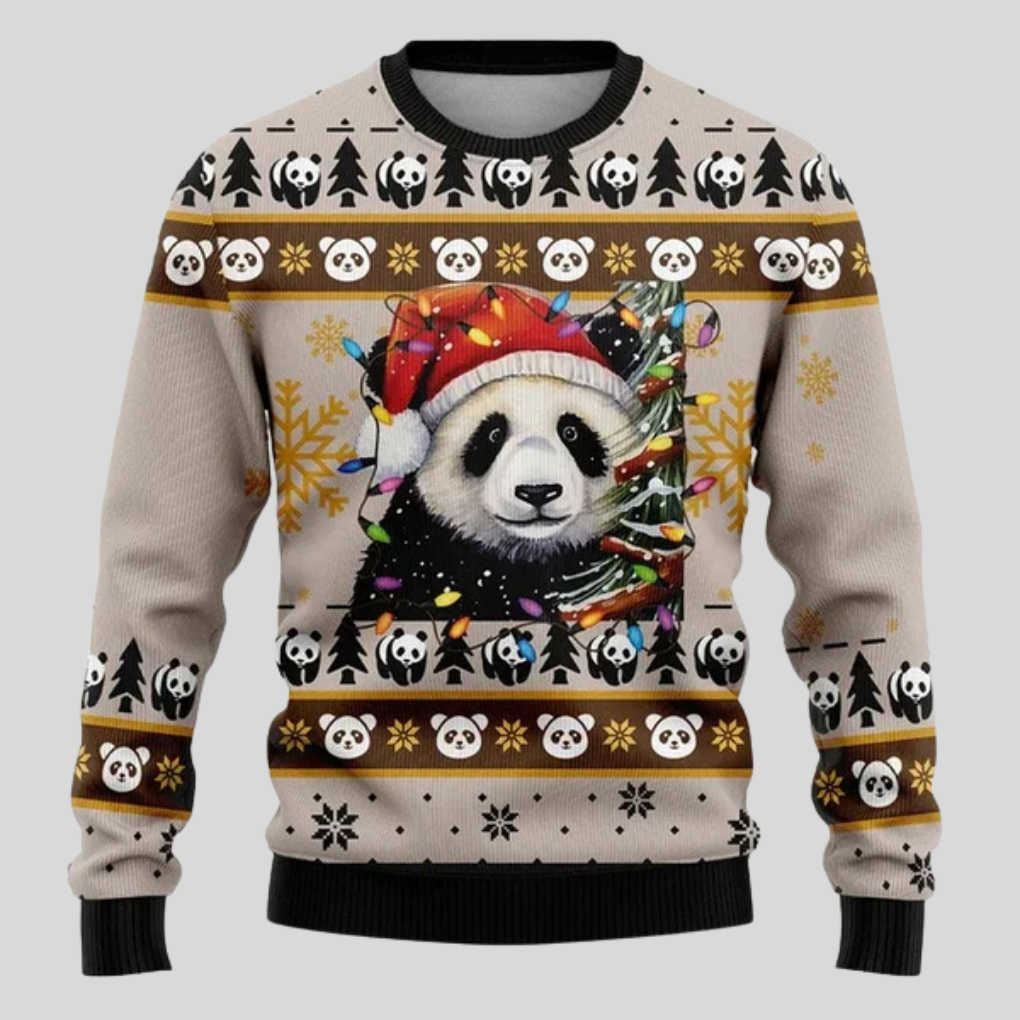 Polar Bear Knit Sweater with Crew Neck and Long Sleeves for Winter Gatherings