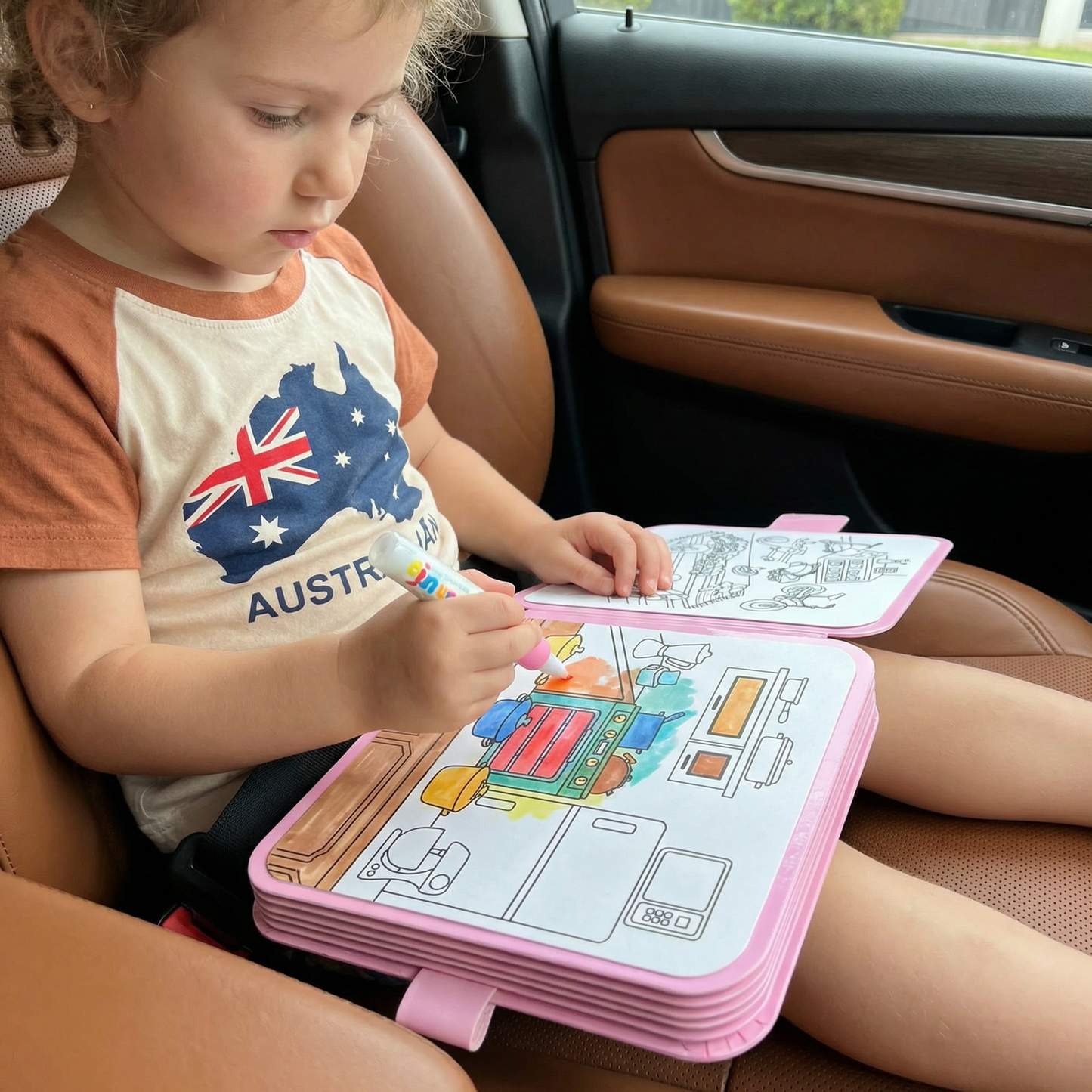 Water Activated Coloring Book with Refillable Pen and Reusable Pages