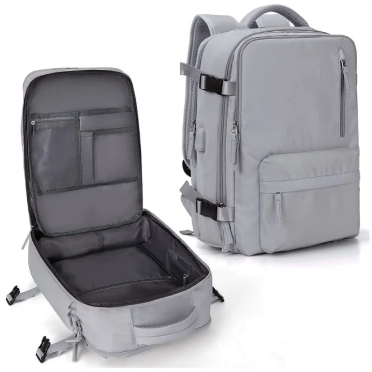 Travel Backpack 35L with USB Charging Port and Laptop Sleeves, Wet Storage, Shoe Compartment