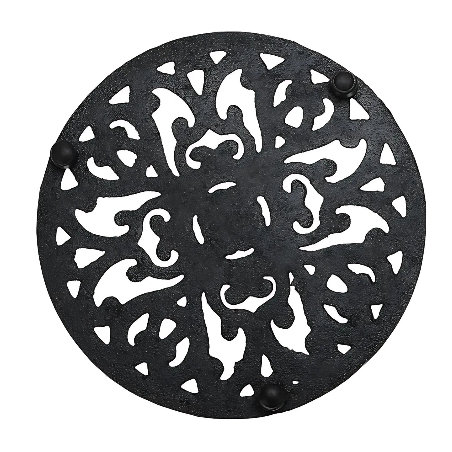 Cast Iron Trivet with Vintage Pattern and Rust Resistant Surface, 6.7 Inch Round