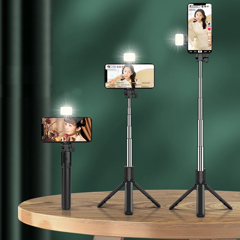 Wireless Selfie Stick with Fill Light and Tripod Base, 43.3 Inch Extension