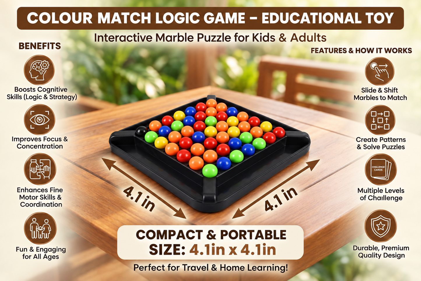 Marble Logic Puzzle with Color Sorting and Adjustable Challenge Levels
