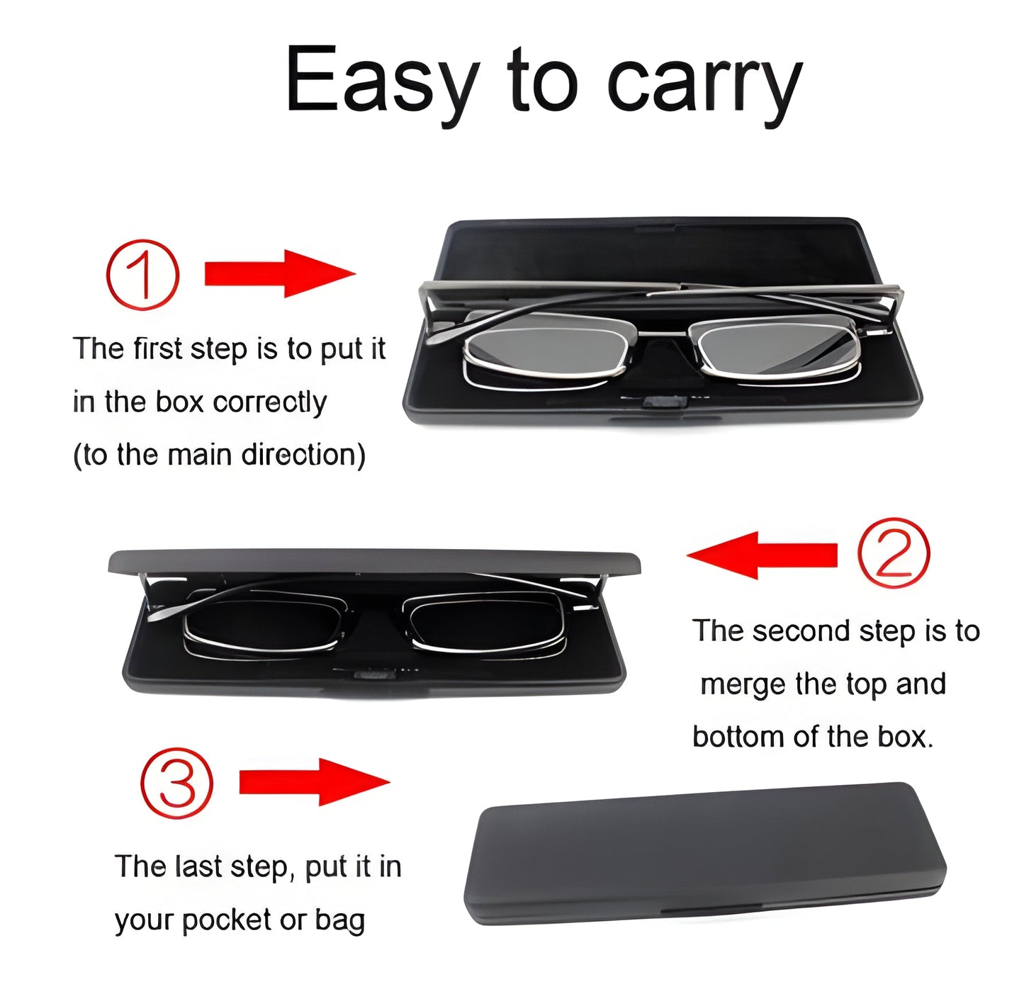 Folding Reading Glasses with 90° Spring Hinge and Stainless Steel Frame, Ultra Compact